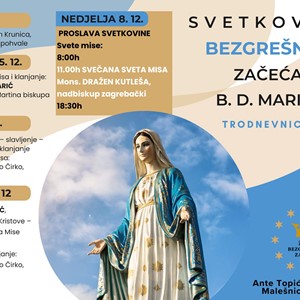 Nadbiskup Kutleša predvodi misu na svetkovinu Bezgrešnog začeća BDM na Malešnici